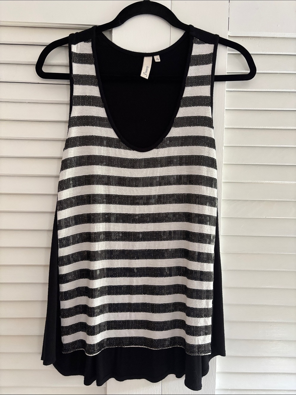 3 Twenty Black Scoop sequined Neck Tank